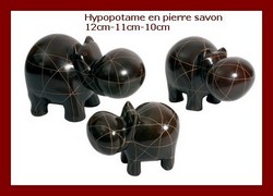 Hyppopotame en pierre savon12cm/11cm/10cm